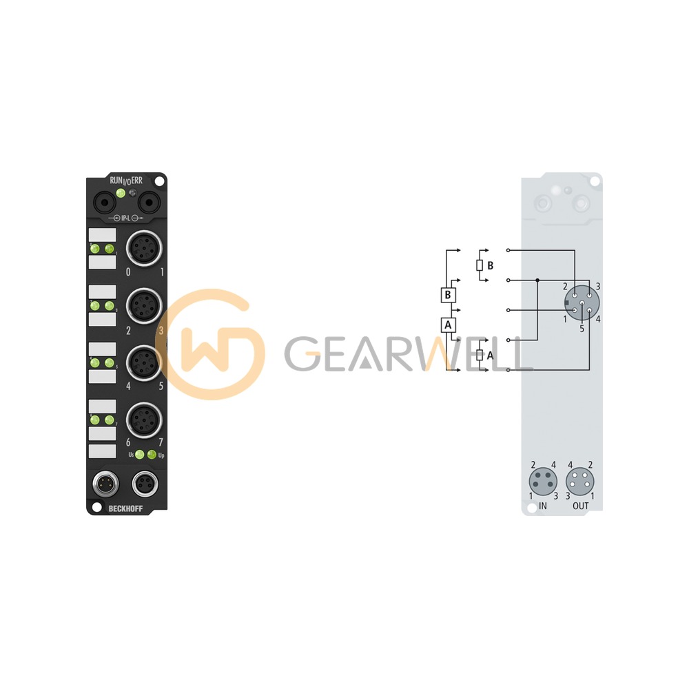 BECKHOFF IE2002 Extension Box, 8-channel digital output, 24 V DC, 0.5 A, M12