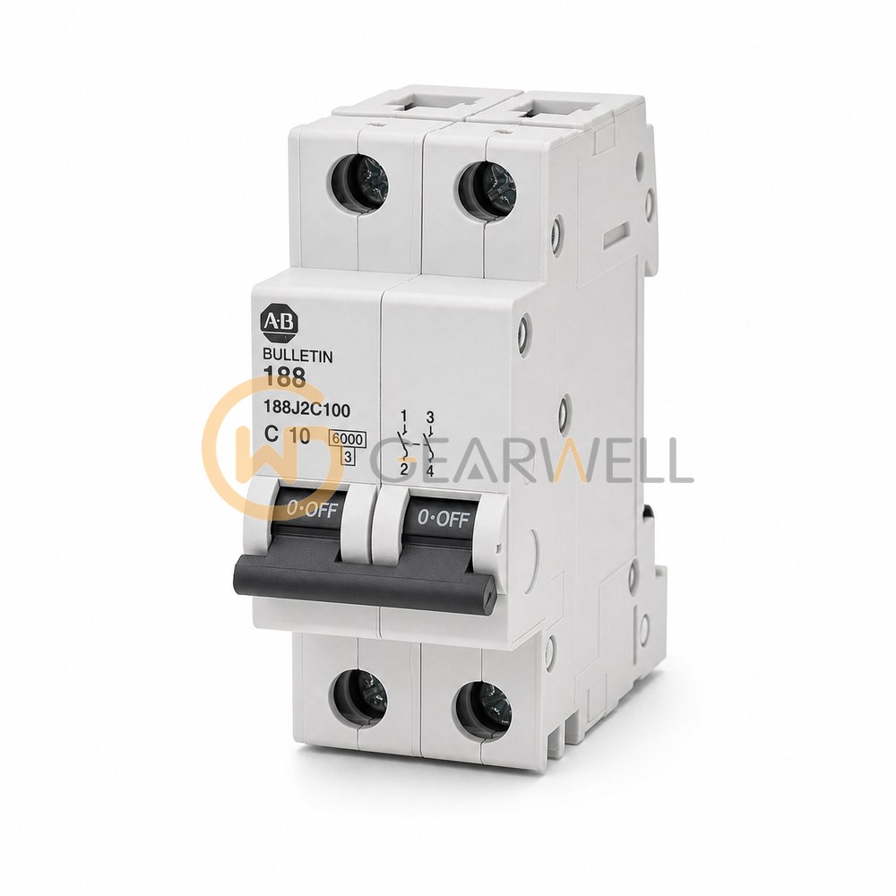 Allen-Bradley 188-J2C100 Miniature Circuit Breaker, 2-Pole, 10 A, C Curve