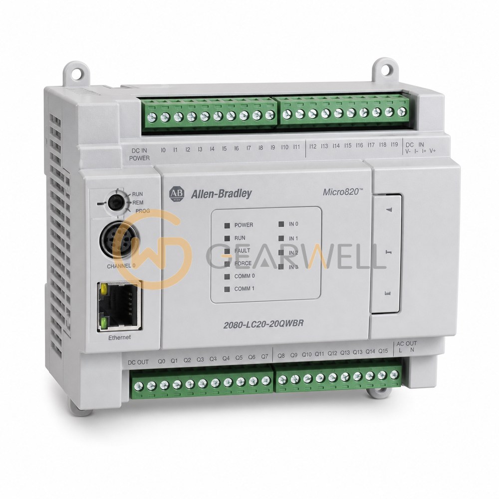 Allen-Bradley 2080-LC20-20QWBR Micro820 20-Point Ethernet PLC, Removable Terminals