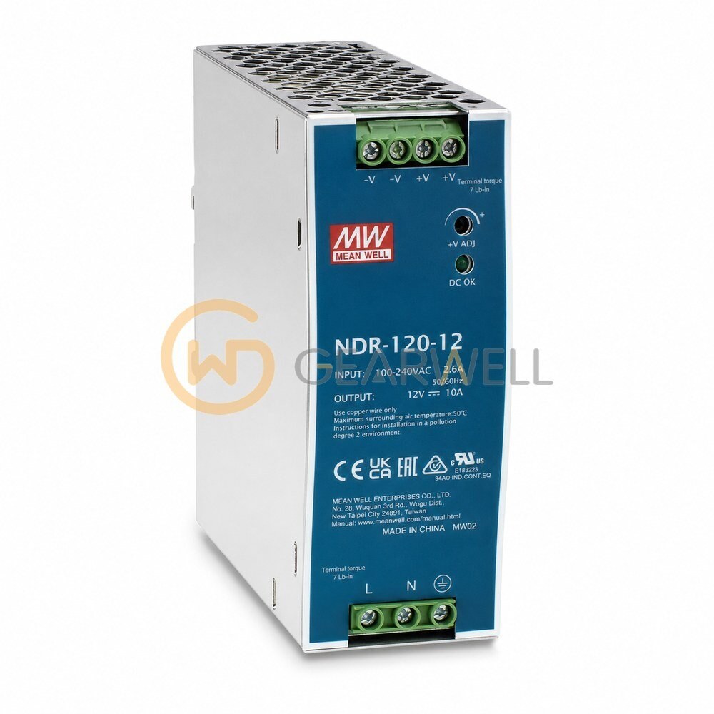 MEAN WELL NDR-120-12 DIN-rail power supply, 12 V DC, 10 A