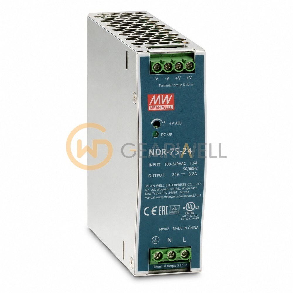 MEAN WELL NDR-75-24 DIN-rail power supply, 24 V DC, 3.2 A